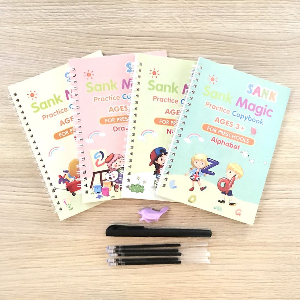 Set de Caligrafía + 4 Libros Mágicos para Niños | Aprende Escribiendo y Divirtiéndose